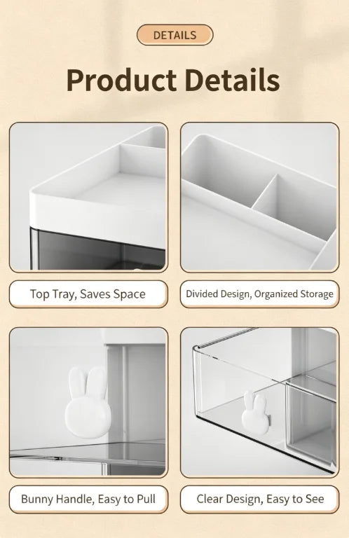 Small Desk Organizer With Drawer — Multi-Purpose Stationery & Makeup Storage