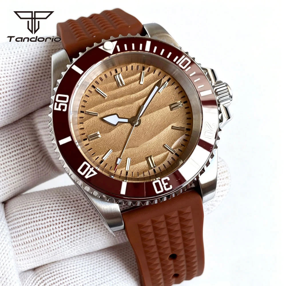 Tandorio Men's Automatic Watch — 40mm Stainless Steel with Sand Dune Dial