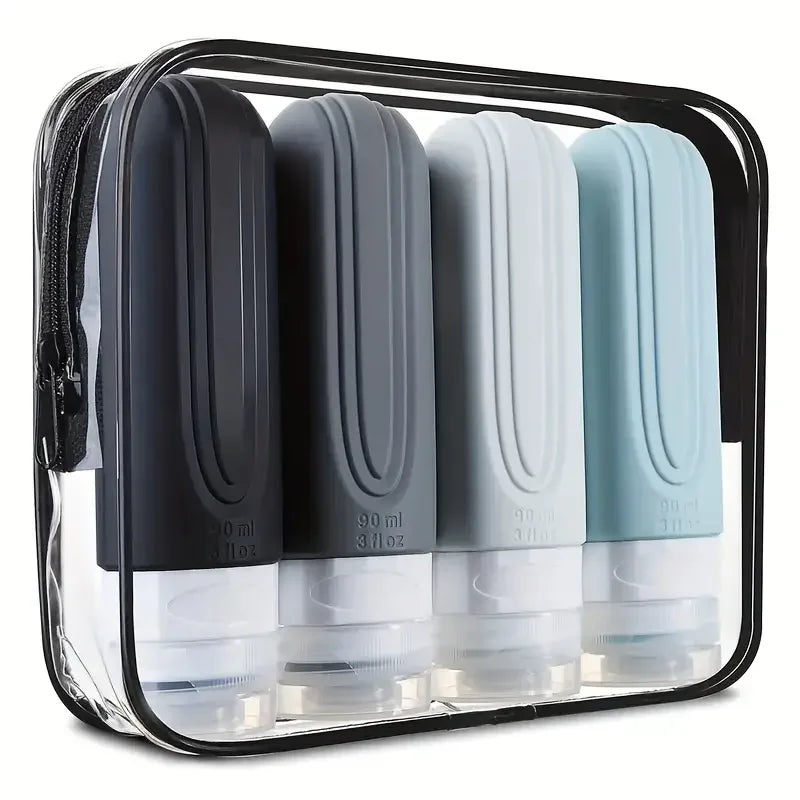 TECHOME Travel Toiletries Bottles — Leak Proof Silicone Refillable Containers