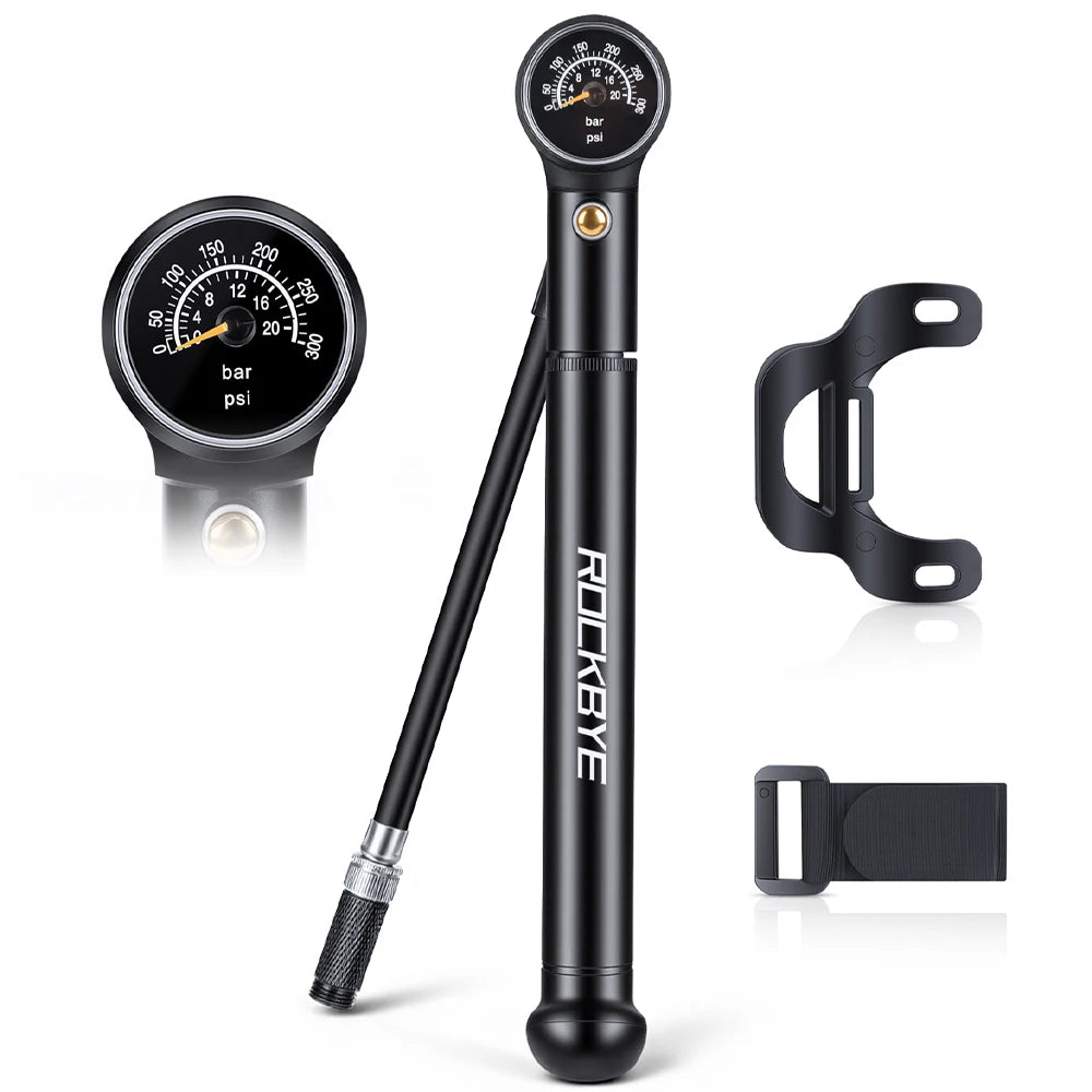 Rockbye Portable Bike Pump — High Pressure 300 PSI Manual Inflator