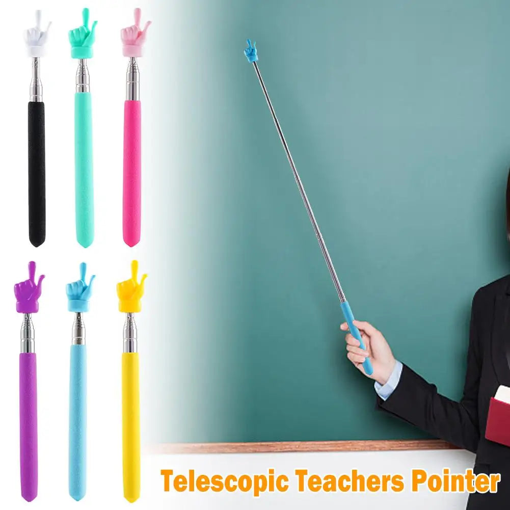 Retractable Finger Design Teacher Pointer — Telescopic Stainless Steel Teaching Stick