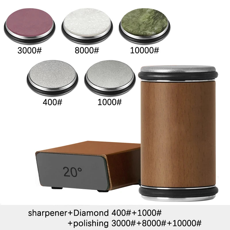 Rolling Knife Sharpener — Double Sided Diamond Stone with Magnetic Angle