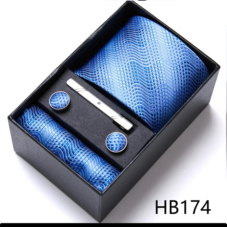 VanGise Men's Necktie Set — Business Tie, Cufflinks, and Pocket Square Kit