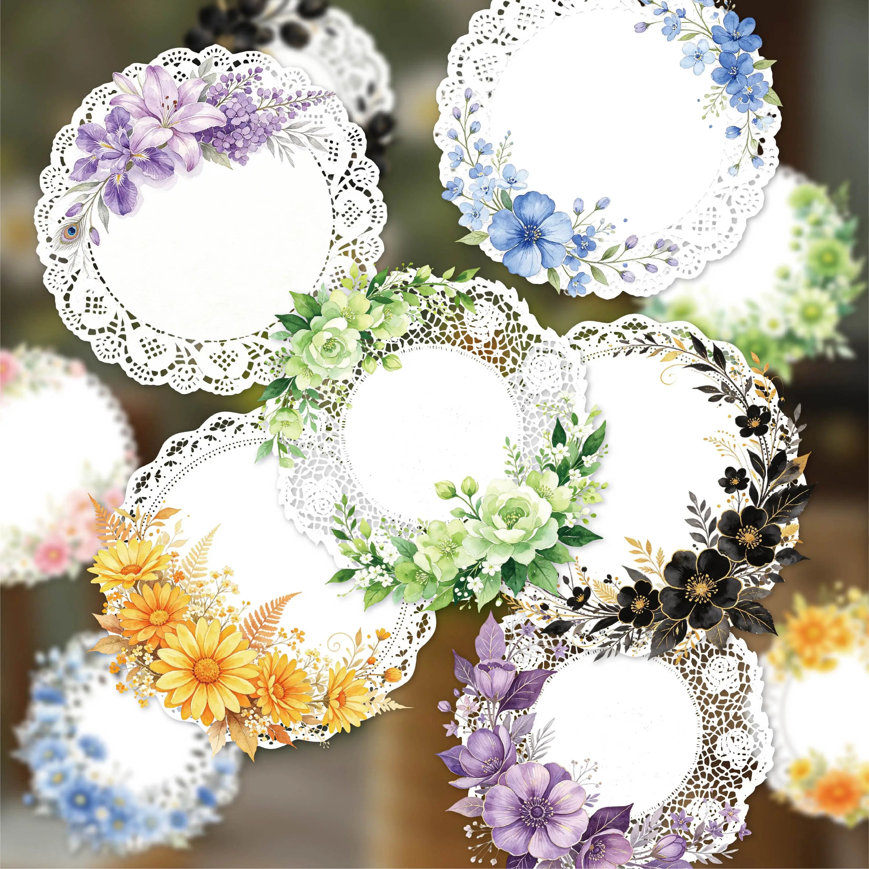 Lace Decorative Paper Stickers — Elegant Scrapbooking & Journaling Decals