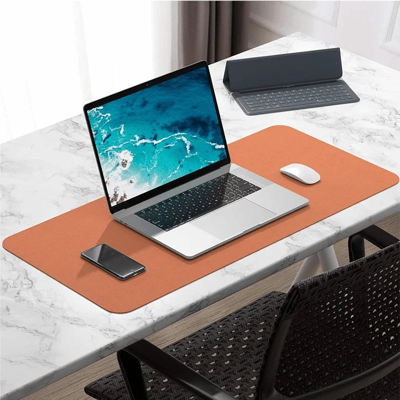 Extra Large Faux Leather Desk Mat — Waterproof Desktop Protector for Office and Gaming