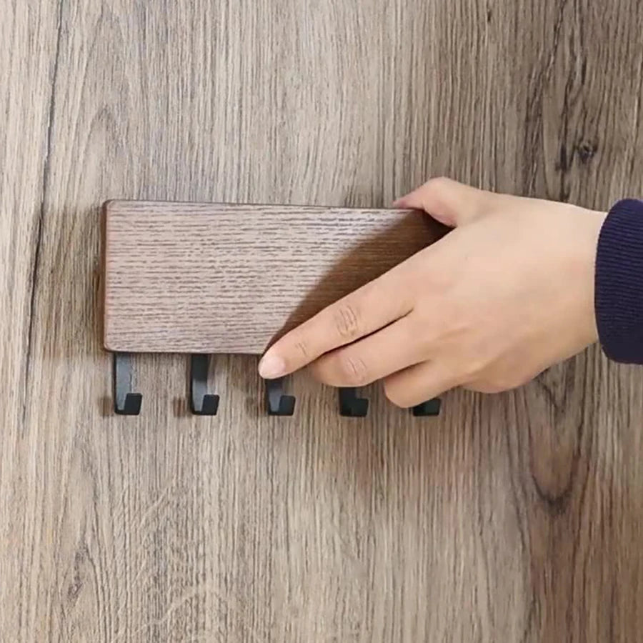 Bamboo Wall Hanging Key Holder — Multi-Hook Organizer for Home Decor