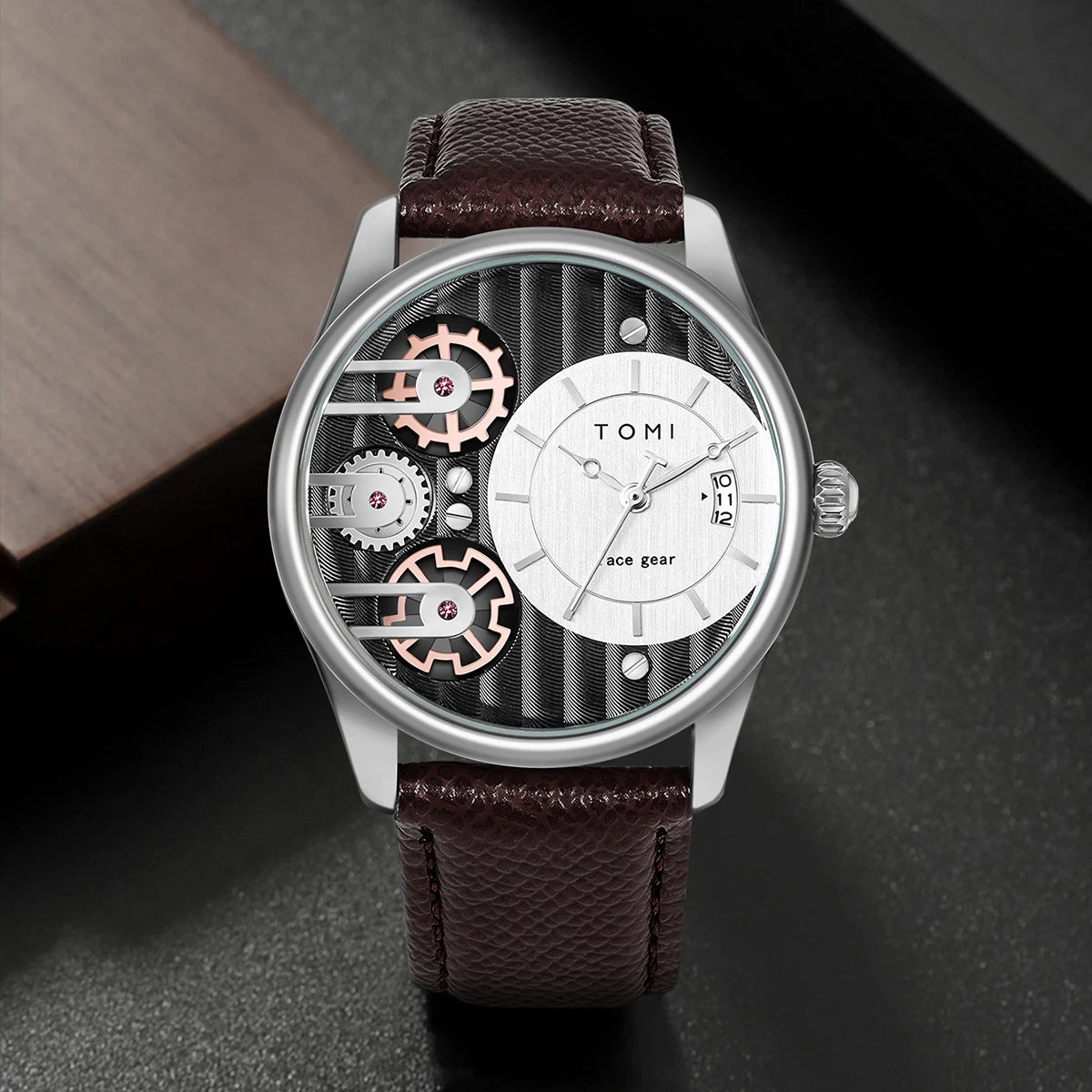 TOMI Men's Luxury Quartz Watch Set — Business Style with Detachable Straps