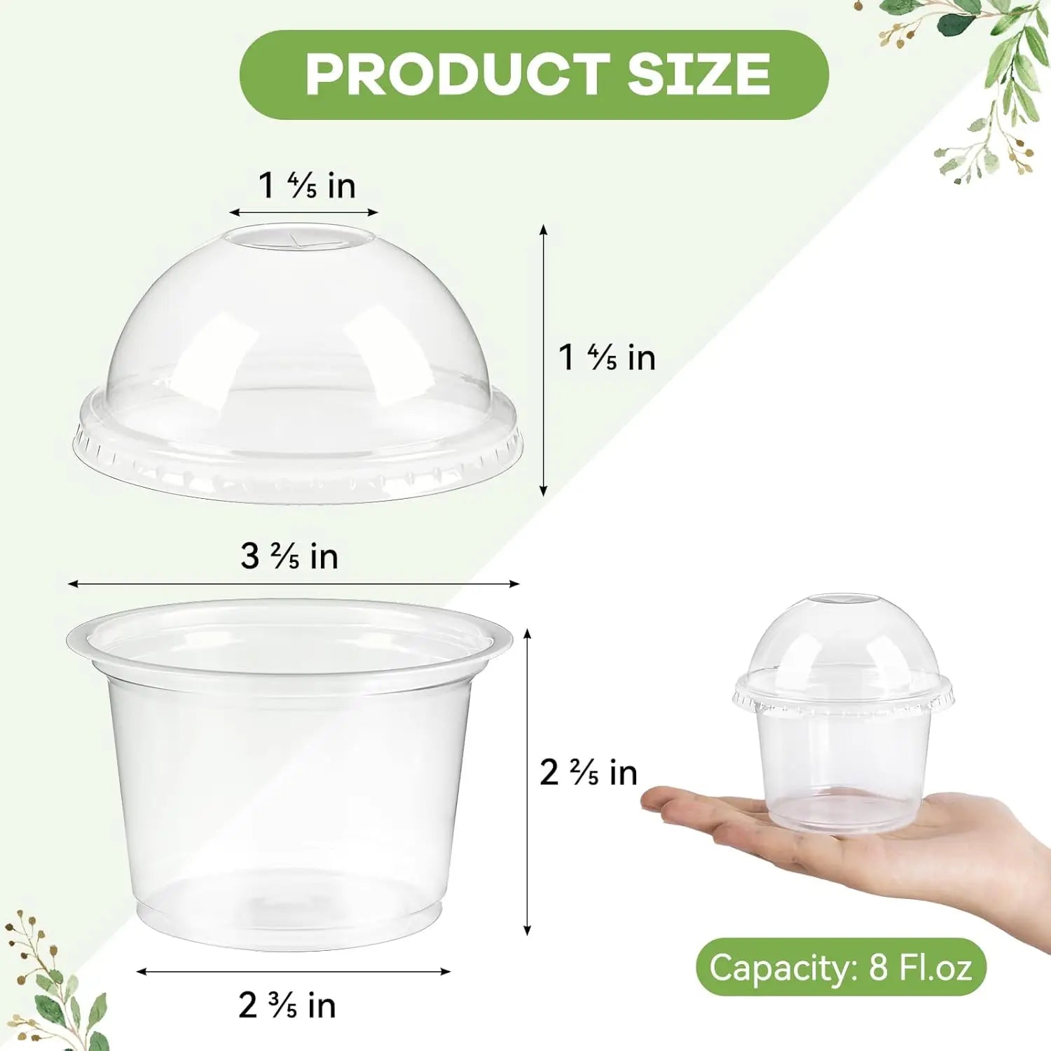 8oz Clear Plastic Dessert Cups with Dome Lids — Mini Parfait & Appetizer Containers