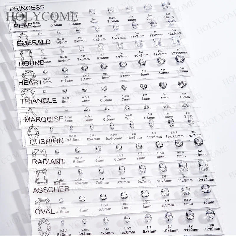 PTX Cubic Zirconia Comparison Chart — Jewelry Size & Shape Reference Kit
