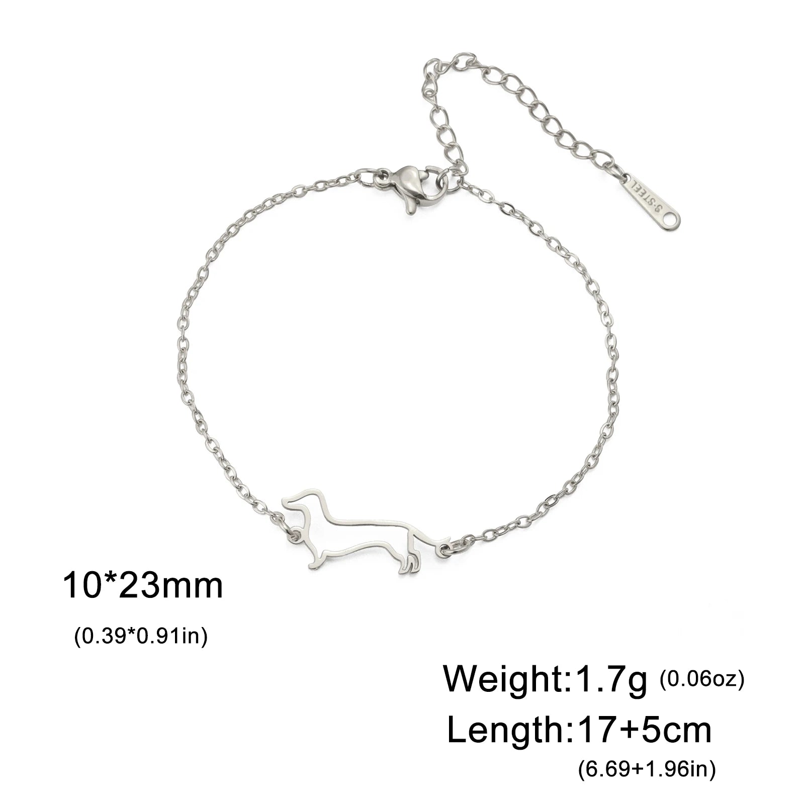 Dachshund Dog Stainless Steel Bracelet — Elegant Animal Jewelry for Women