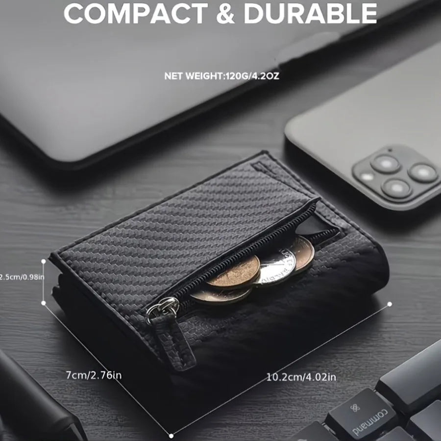 Men's Carbon Fiber Wallet — RFID Blocking Pop-Up Card Holder