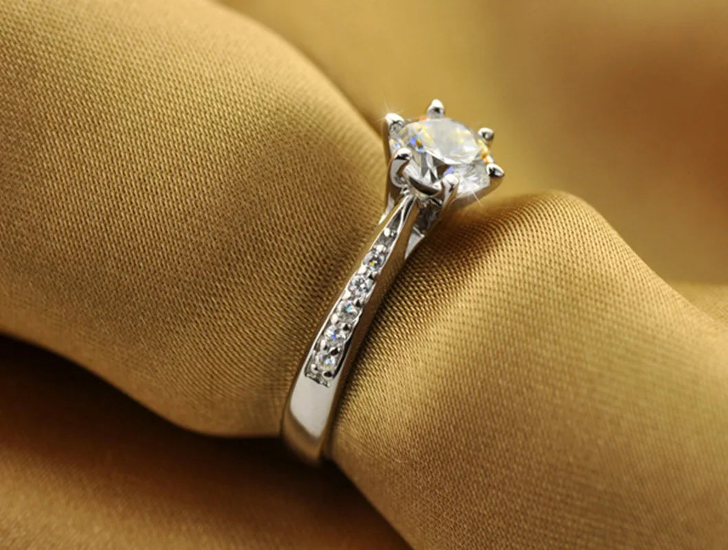 Sterling Silver Classic Six-Claw Ring — Elegant Tourmaline & Zircon Jewelry