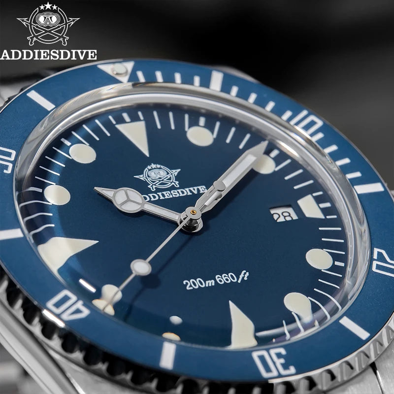 ADDIESDIVE Luxury Men's Diver Watch — Ceramic Bezel & Luminous Quartz