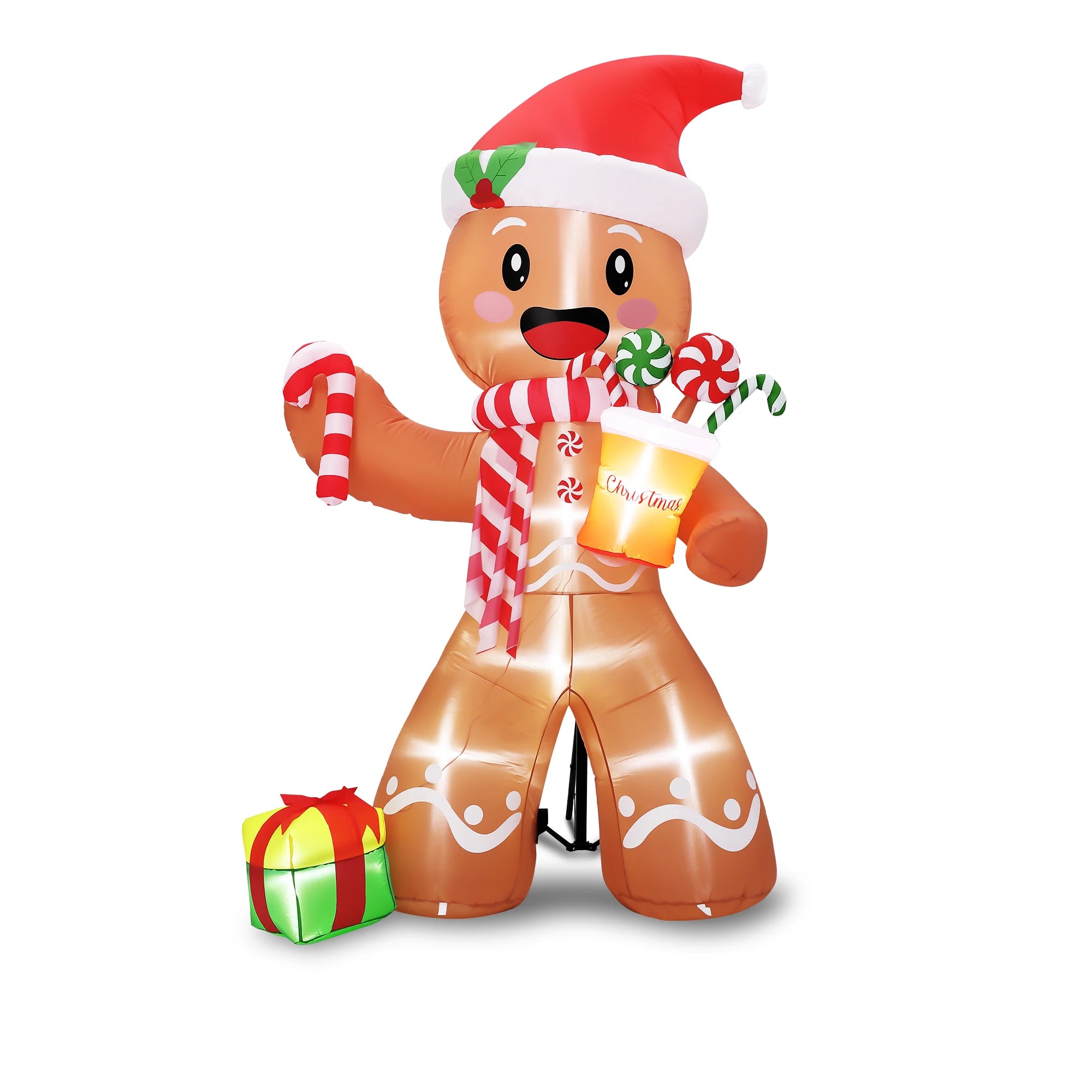 HiMISS 8ft Gingerbread Man Inflatable — Glowing Christmas Yard Decor