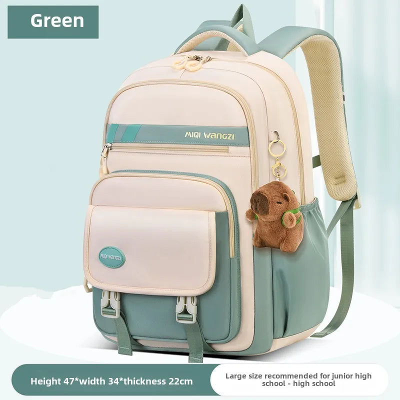Kawaii Kids School Backpack — Waterproof Nylon Schoolbag with Cute Pendant