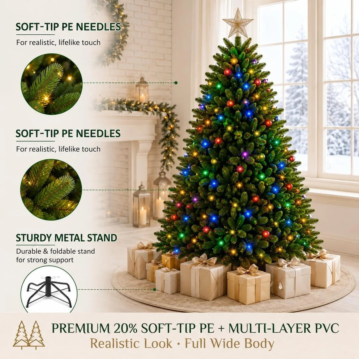 ANIXOL Artificial Christmas Tree — Full Layered Profile for Holiday Decor