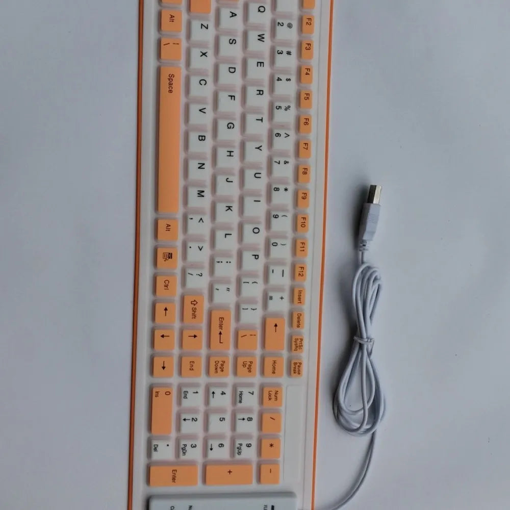 Flexible Silicone Wired Keyboard — Waterproof and Foldable Design
