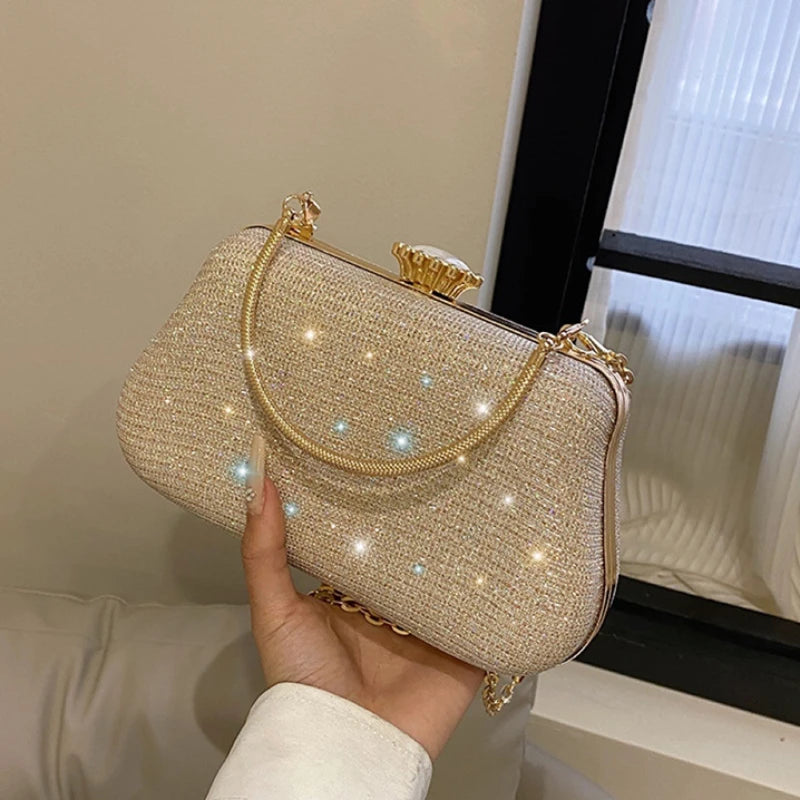 YIYUEQIANLI Women's Evening Clutch — Glitter Shoulder Bag for Weddings