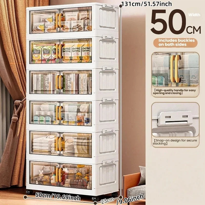 Foldable Double-Door Storage Cabinet — Space-Saving Floor Standing Organizer