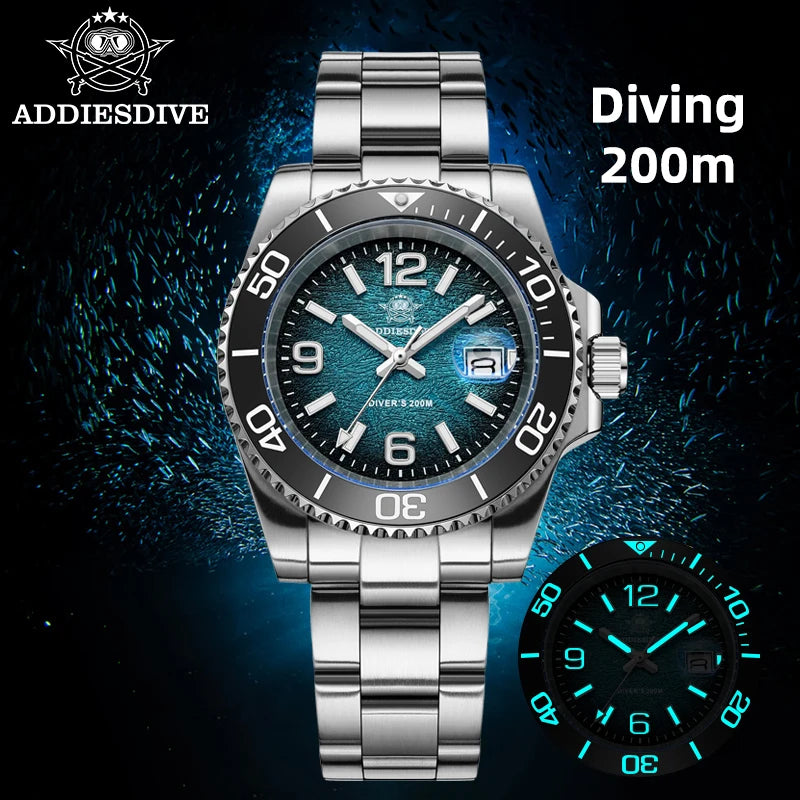 ADDIESDIVE 41mm Men's Diving Watch — 200m Waterproof Quartz Sport Watch
