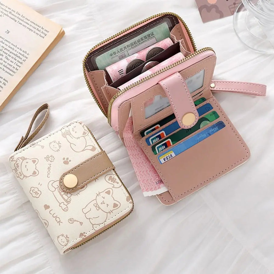 Cute Cat Coin Purse — Compact PU Leather Wallet for Women