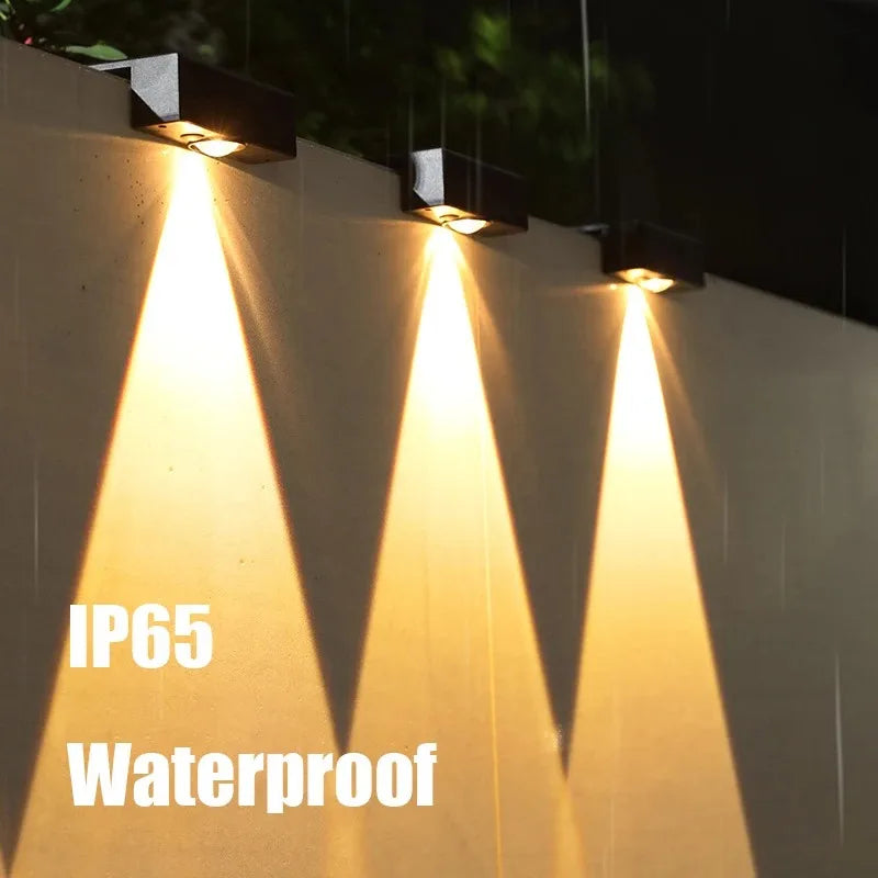 Solar Powered LED Wall Lamp — Waterproof Outdoor Garden Lighting