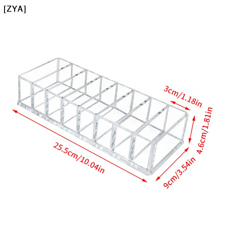 8 Compartment Nail Polish Organizer — Clear Acrylic Storage Case for Manicures