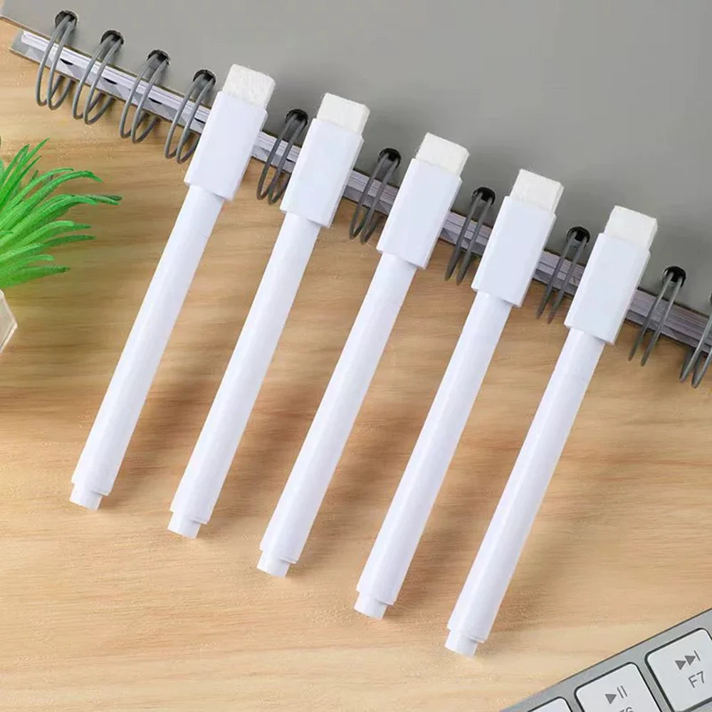 Haile White Dry-Erase Markers — Integrated Eraser Head for Smooth Writing