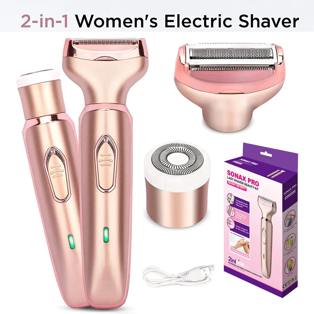 Professional 2-in-1 Electric Epilator — Versatile Hair Removal Tool for Face and Body