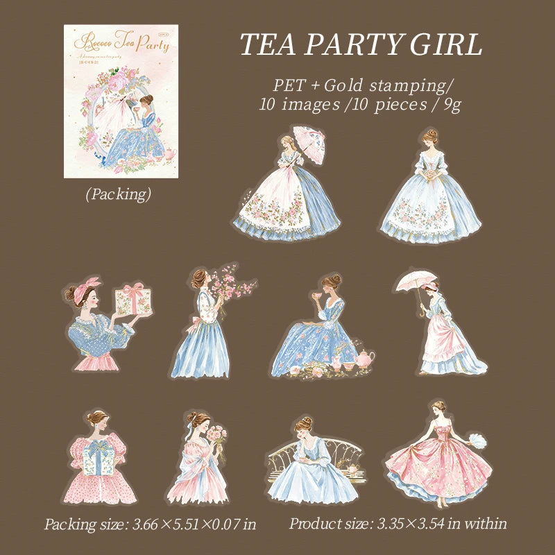 Rococo Theme Decorative Stickers — 10 Sheets of Large PET Decals for Scrapbooking
