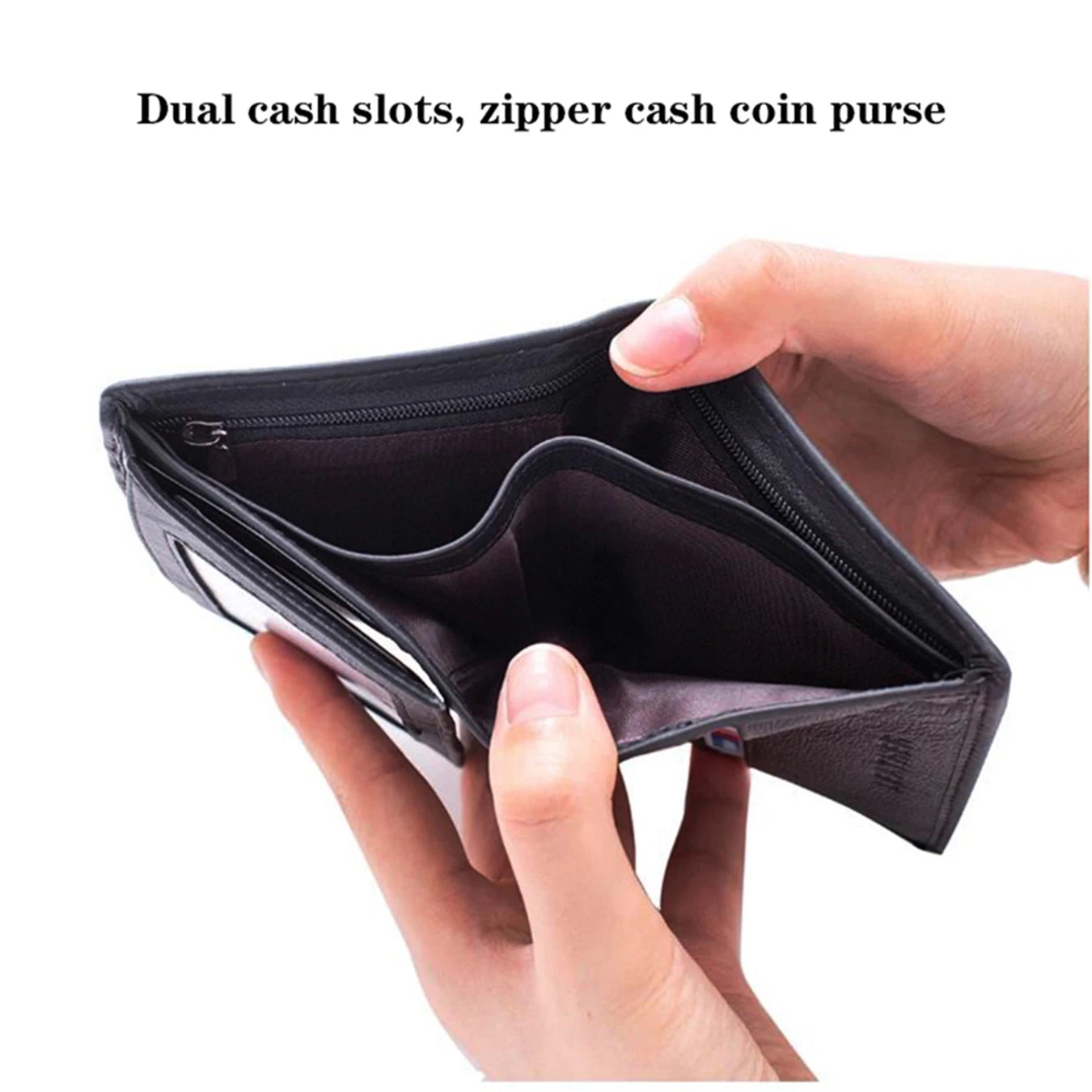 Men's Genuine Cow Leather Wallet — Vertical RFID Anti-Theft Business Purse
