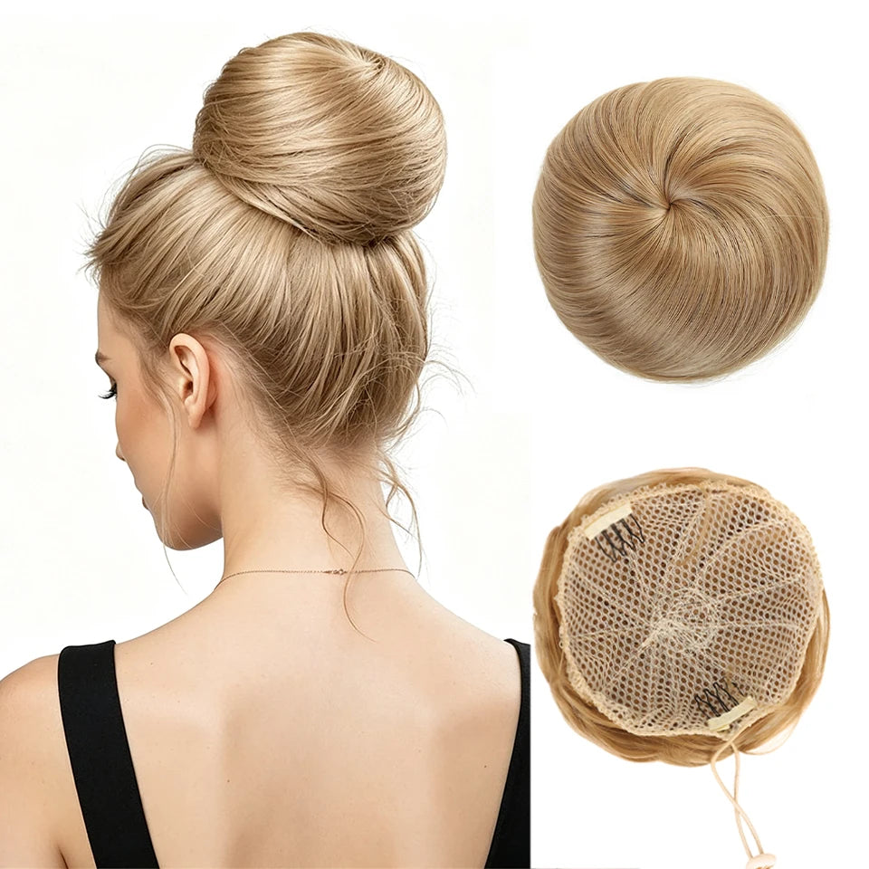 AOOSOO HAIR Synthetic Drawstring Hair Bun — Silk Straight Chignon for Daily Wear