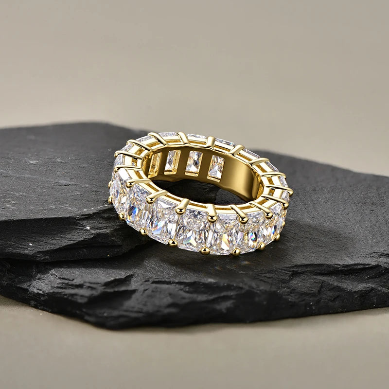 Lnngy Radiant Cut Moissanite Eternity Ring — 14k Gold Filled Wedding Band