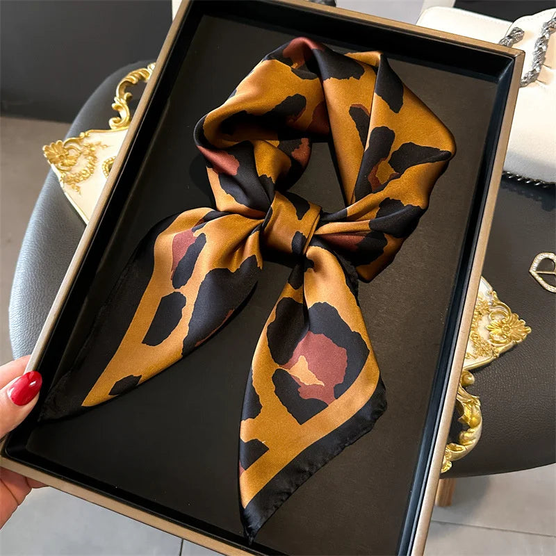 SENAIFEI Printed Silk Scarf — Luxury Square Shawl & Decorative Headband