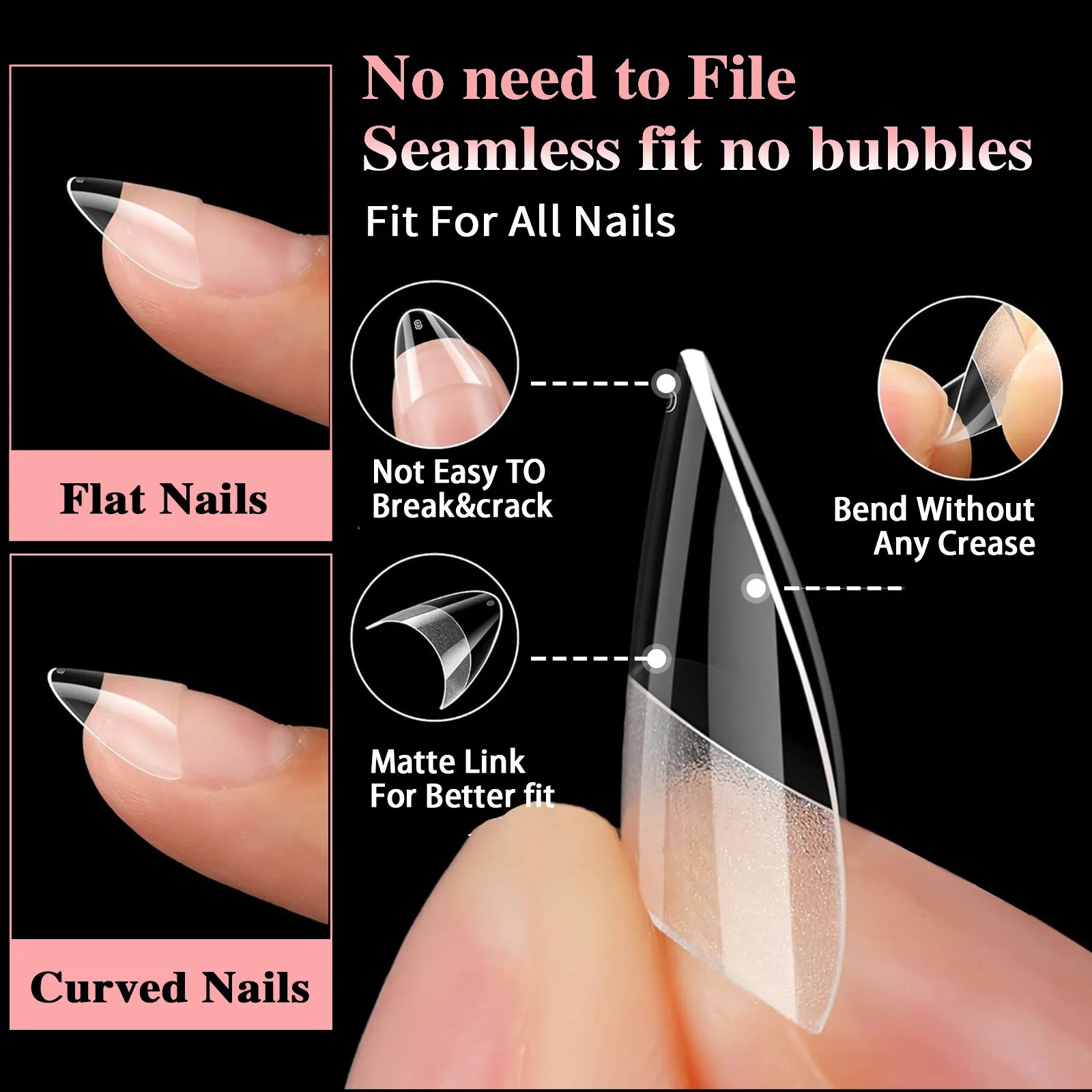 naildazzling Ultra Short French Press On Nails — Resin Manicure Tips for Home DIY