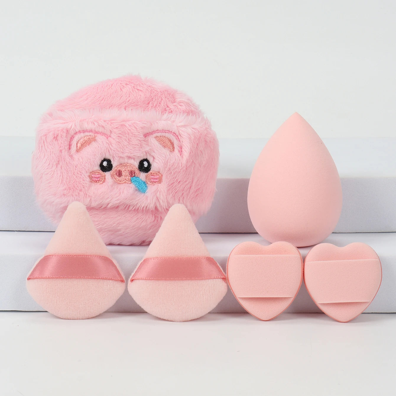 Embroidered Loose Powder Puffs — 6-Piece Set for Wet or Dry Application