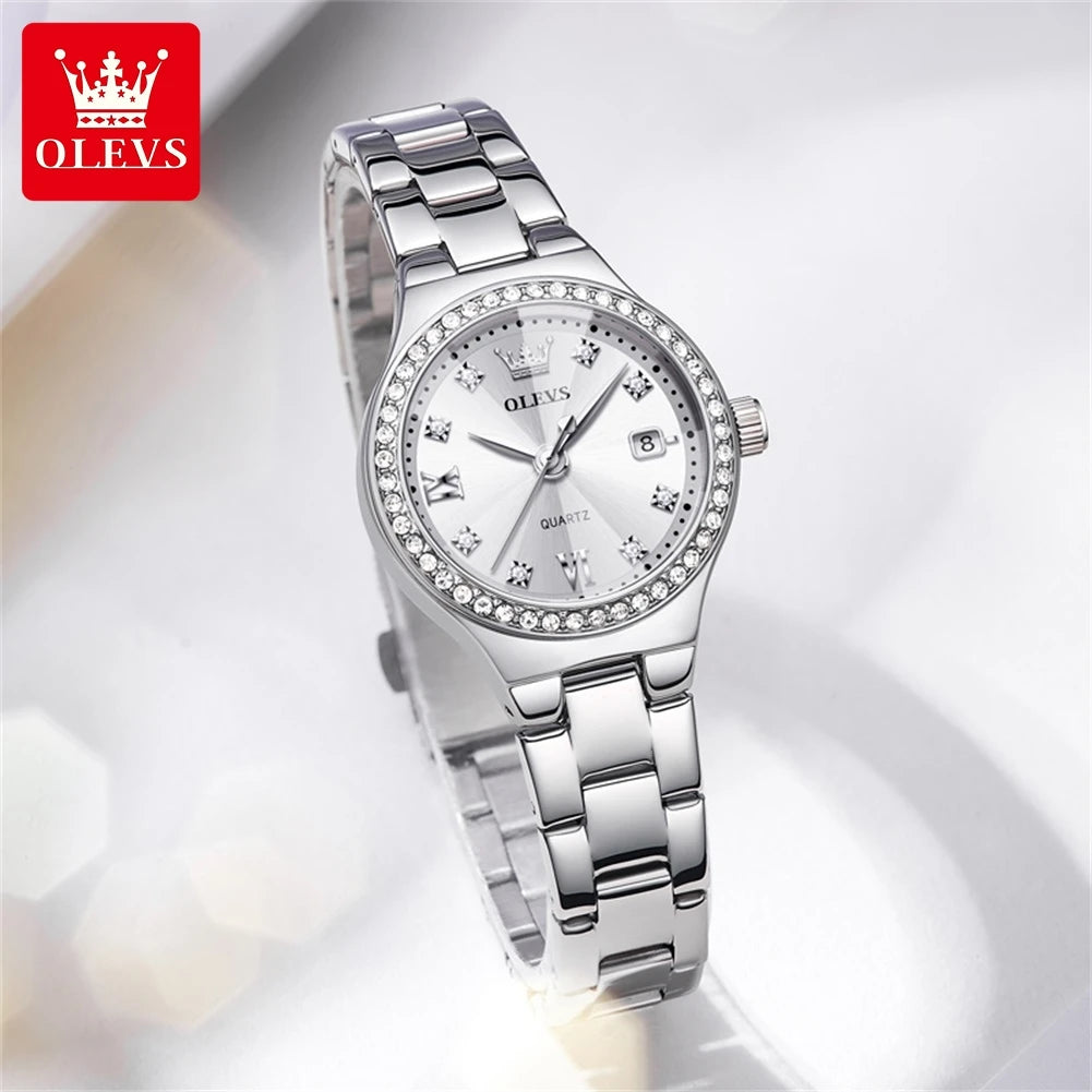 OLEVS 5628 Women's Quartz Watch — Elegant Stainless Steel Jewelry Gift