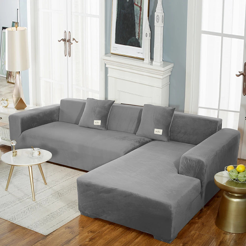 airldianer Velvet Sofa Cover — Luxury Elastic Slipcover for L-Shaped & Sectional Sofas