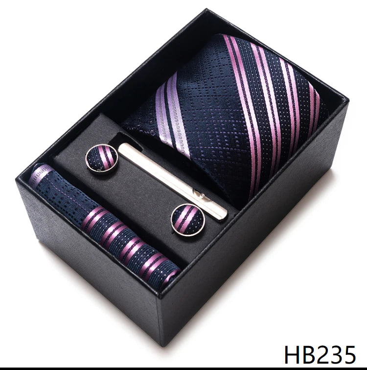 VanGise Men's Necktie Set — Business Tie, Cufflinks, and Pocket Square Kit