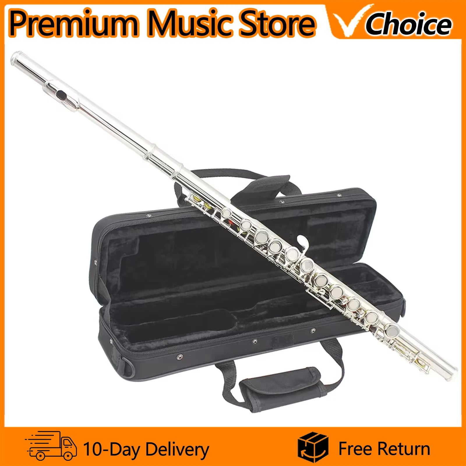 SLADE Professional C Key Transverse Flute — 16 Closed Hole Concert Instrument