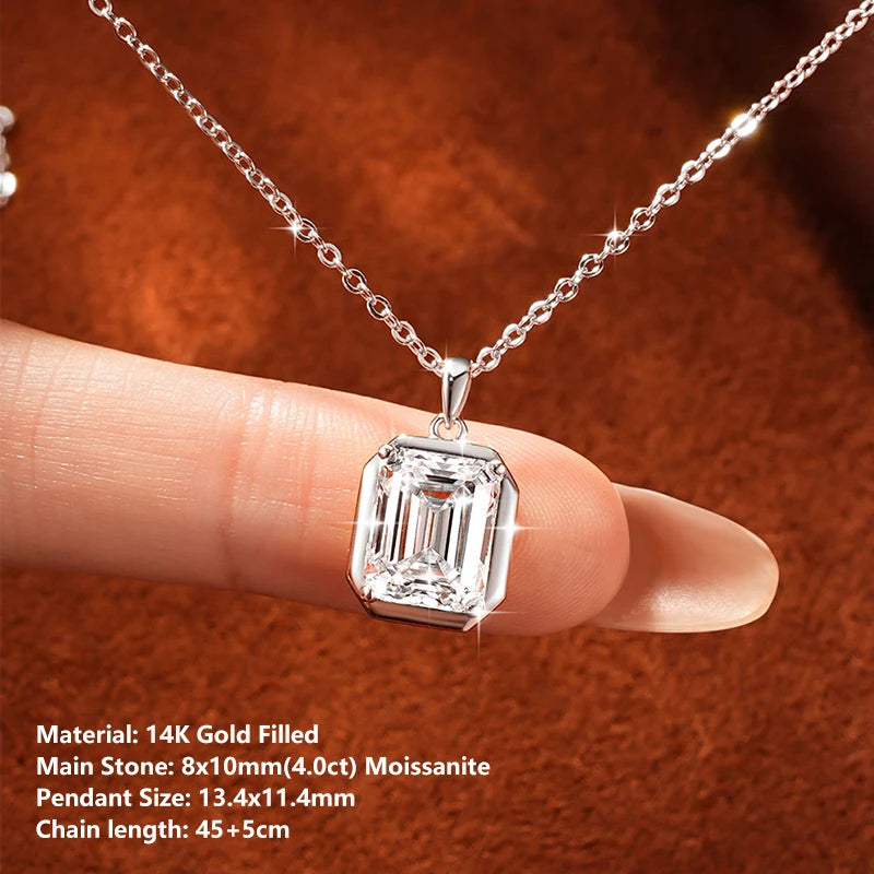 oxtao Moissanite Pendant Necklace — 14K Gold Filled Jewelry for Women