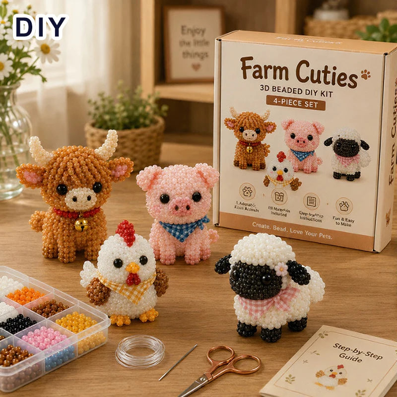 DIY 3D Beaded Animal Craft Kit — Handmade Miniature Decor Set