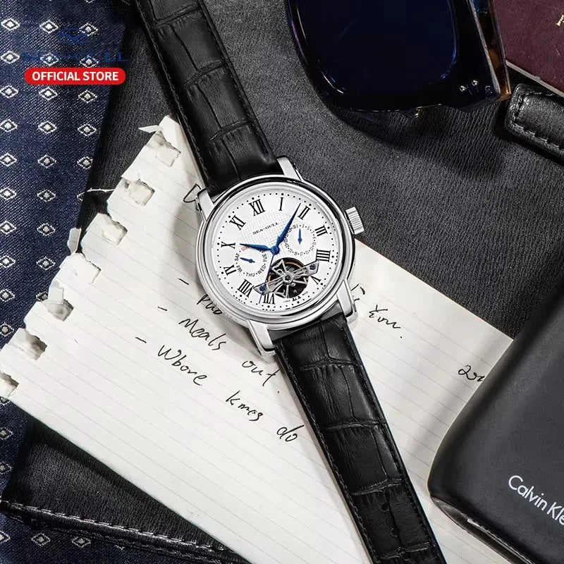 Sea-Gull Luxury Automatic Mechanical Watch — Stainless Steel & Leather