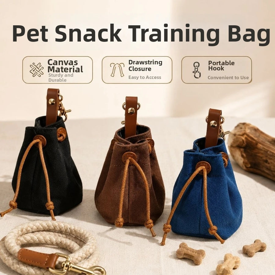 Portable Pet Snack Bag — Hands-Free Canvas Treat Pouch for Training