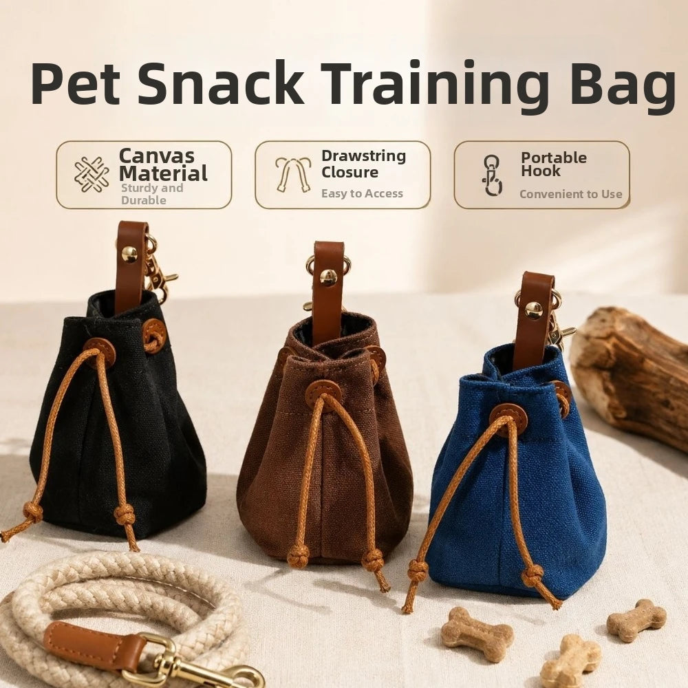 Portable Pet Snack Bag — Hands-Free Canvas Treat Pouch for Training