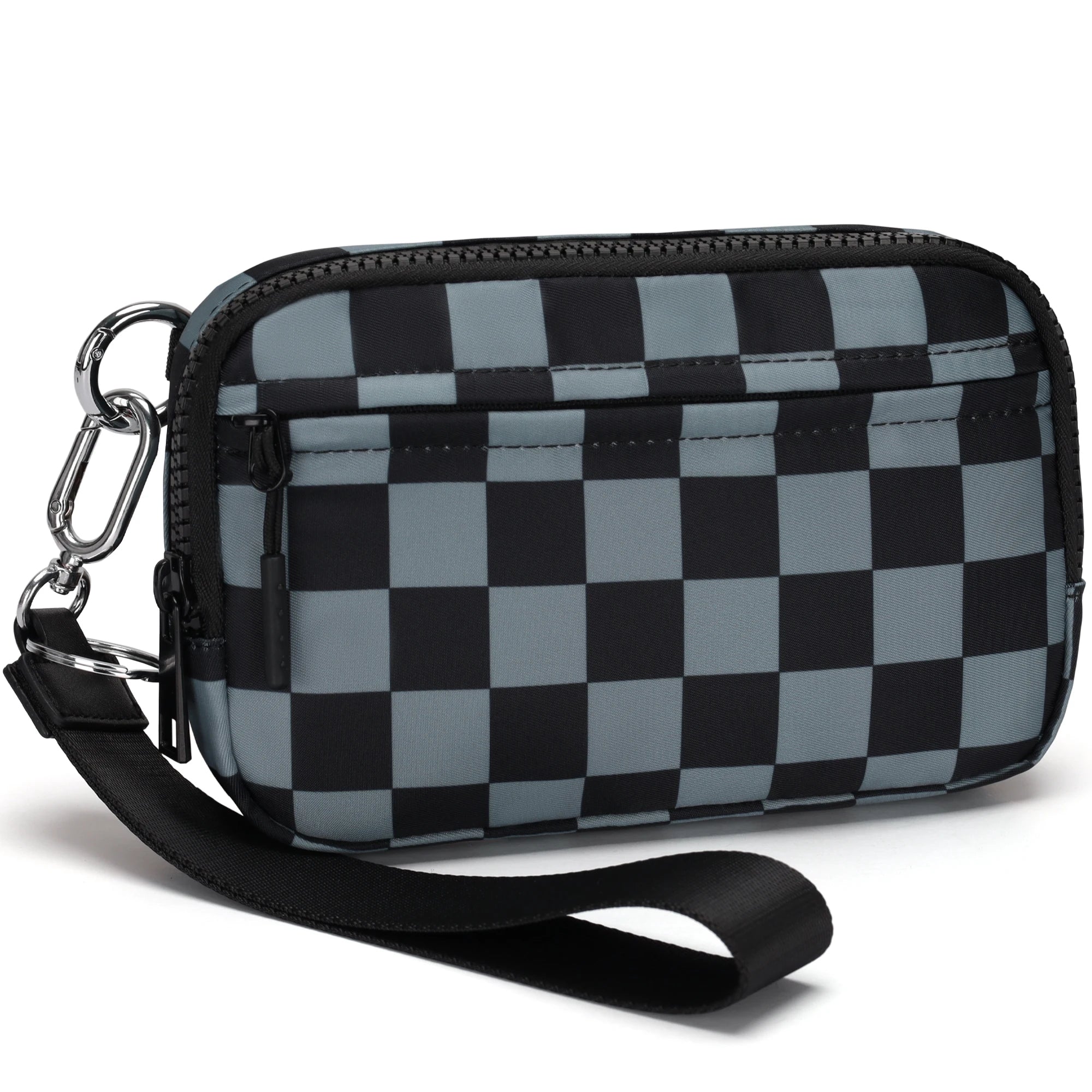 Women's Checkered Zip Around Wallet — Large Capacity Clutch with ID Window
