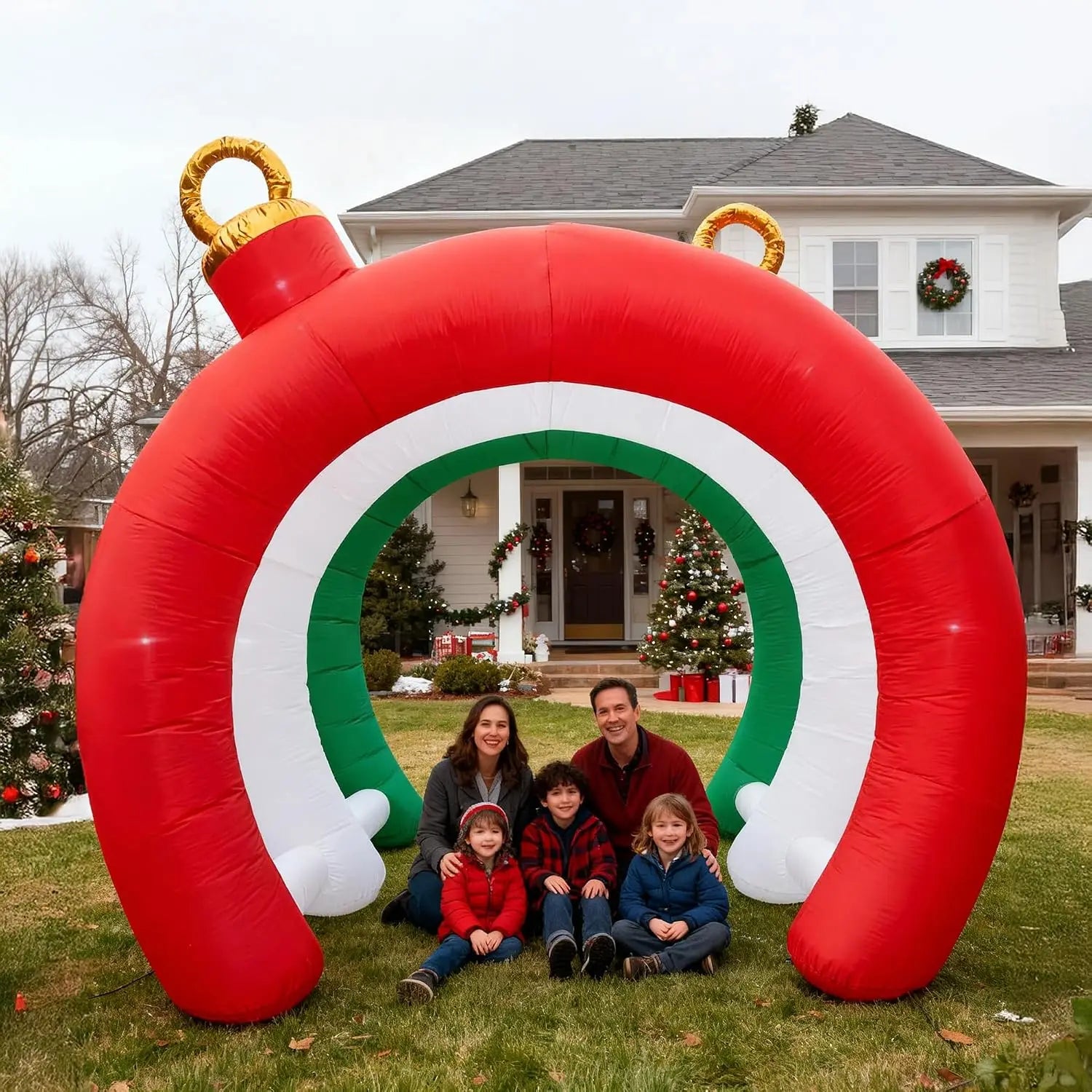 10.5 FT Christmas Inflatable Ornament Tunnel — Walk-Through Holiday Archway