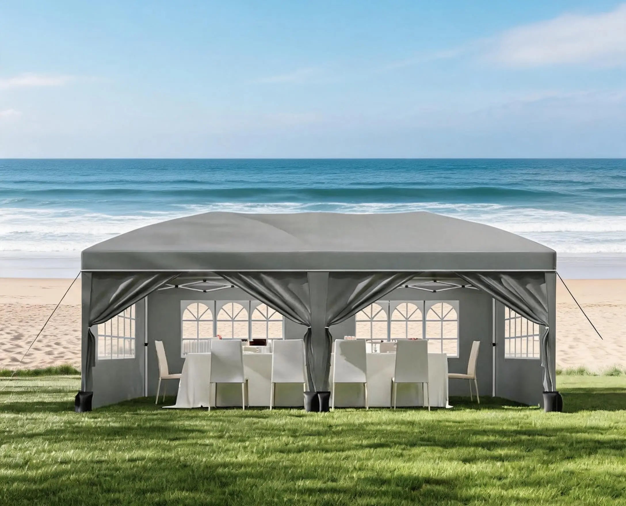 HiMISS Heavy Duty Pop Up Canopy — Waterproof Party Tent with 6 Sidewalls