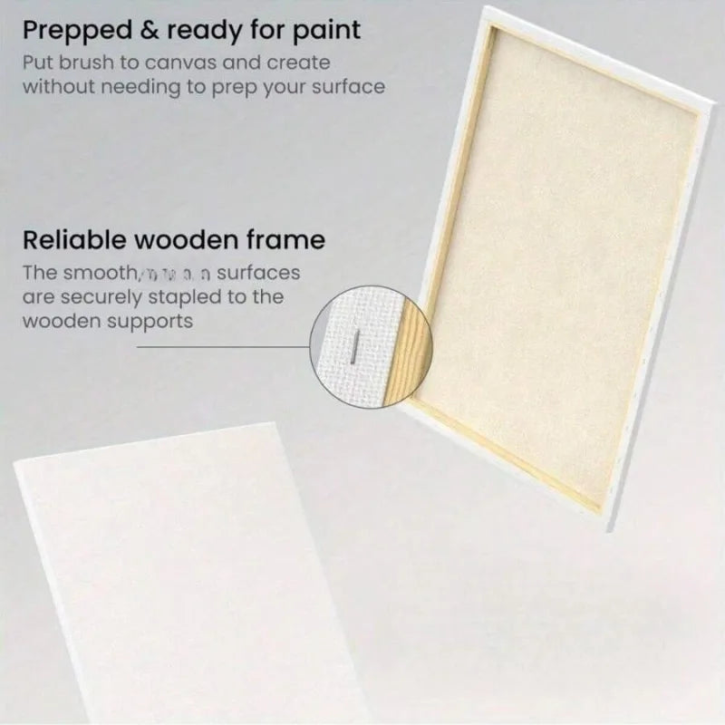 Sturdy Wooden Frame Stretched Canvas — Acid-Free Pre-Coated Artist Surface