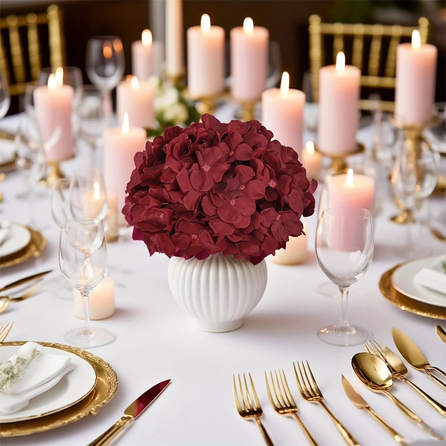 Artificial Hydrangea Flower Heads — 240 Piece Set for Wedding & Home Decor
